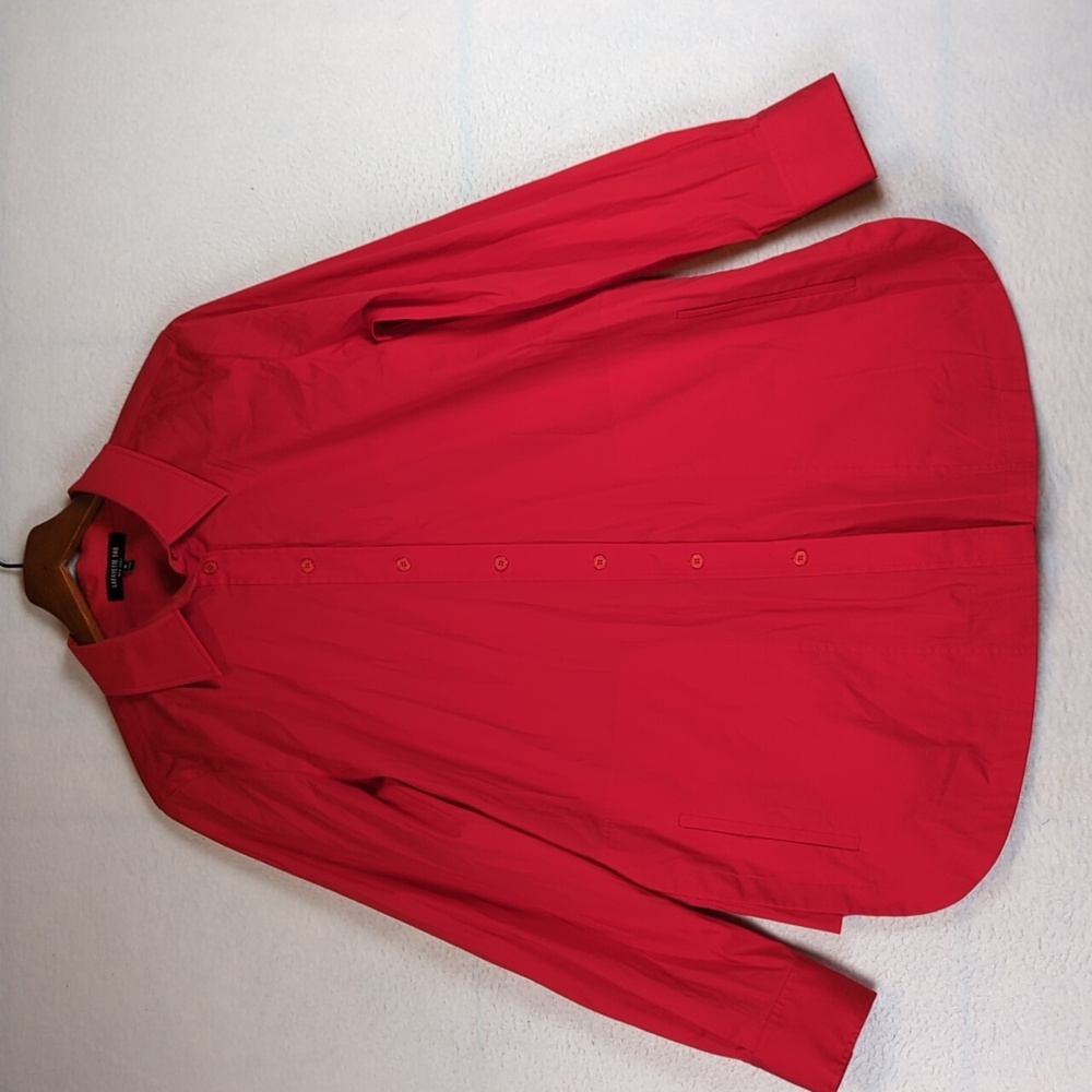 Lafayette 148 Vibrant Red Men's Long Sleeve Dress Shirt M‎